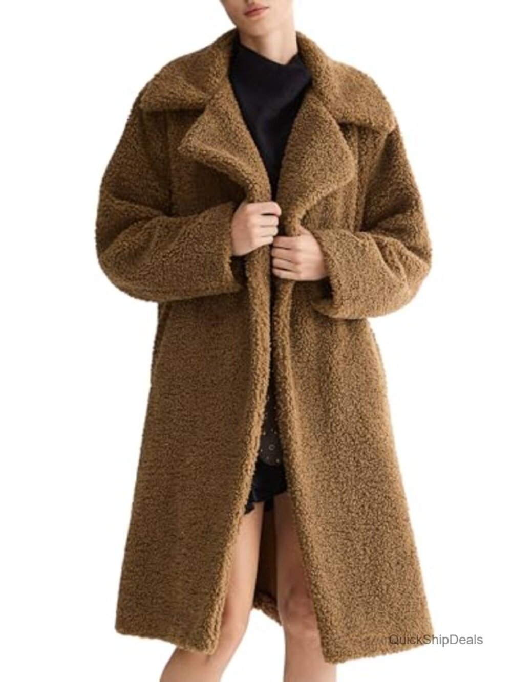 Oversized Teddy Fleece Jacket Mid-Length Faux Fur Sherpa Coat